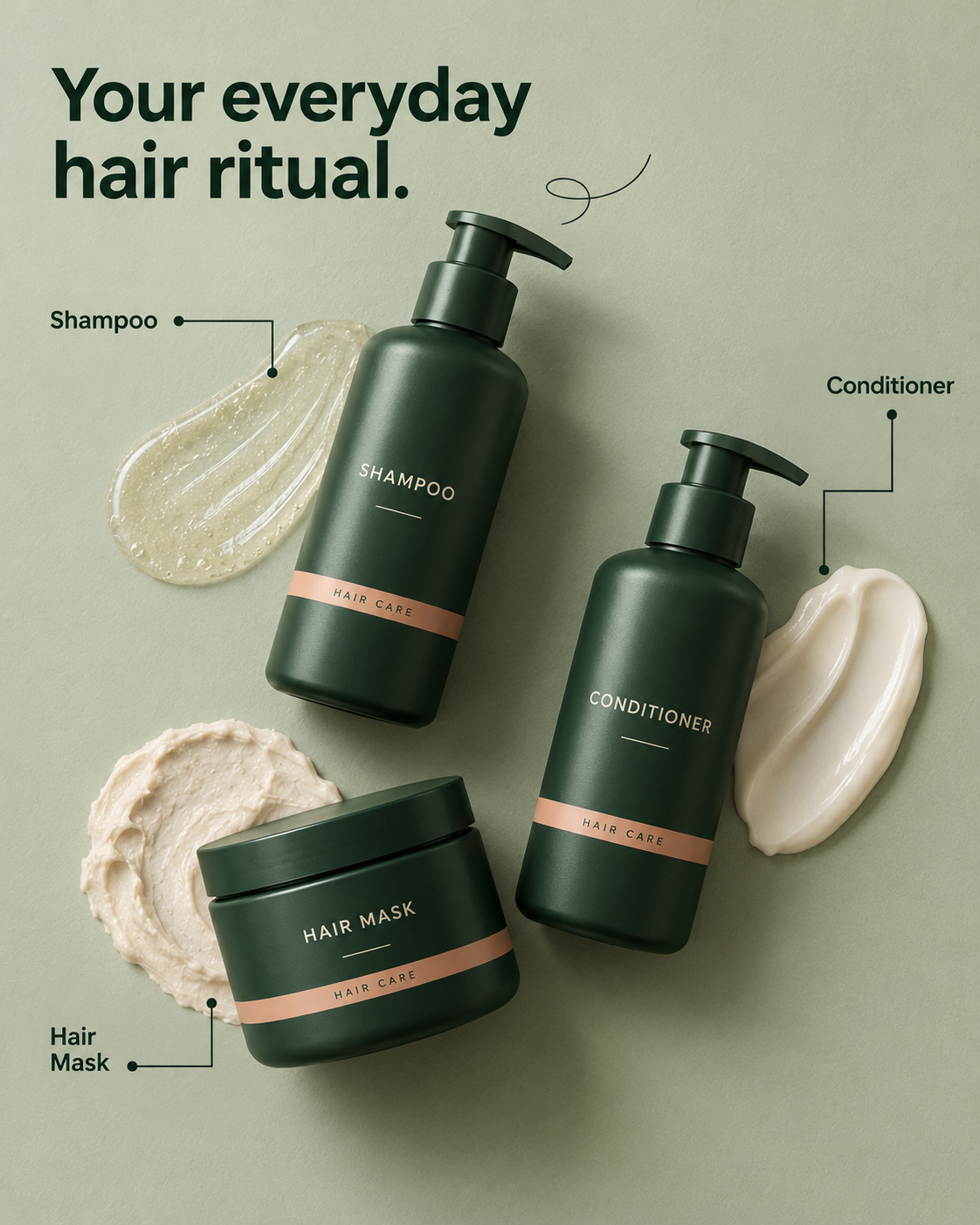 Hair Care Bottles Flat Lay Ad